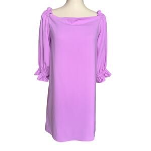Trina Turk NWT Equinox Lilac Shift Dress Puff Sleeve Lined NWT Size Medium